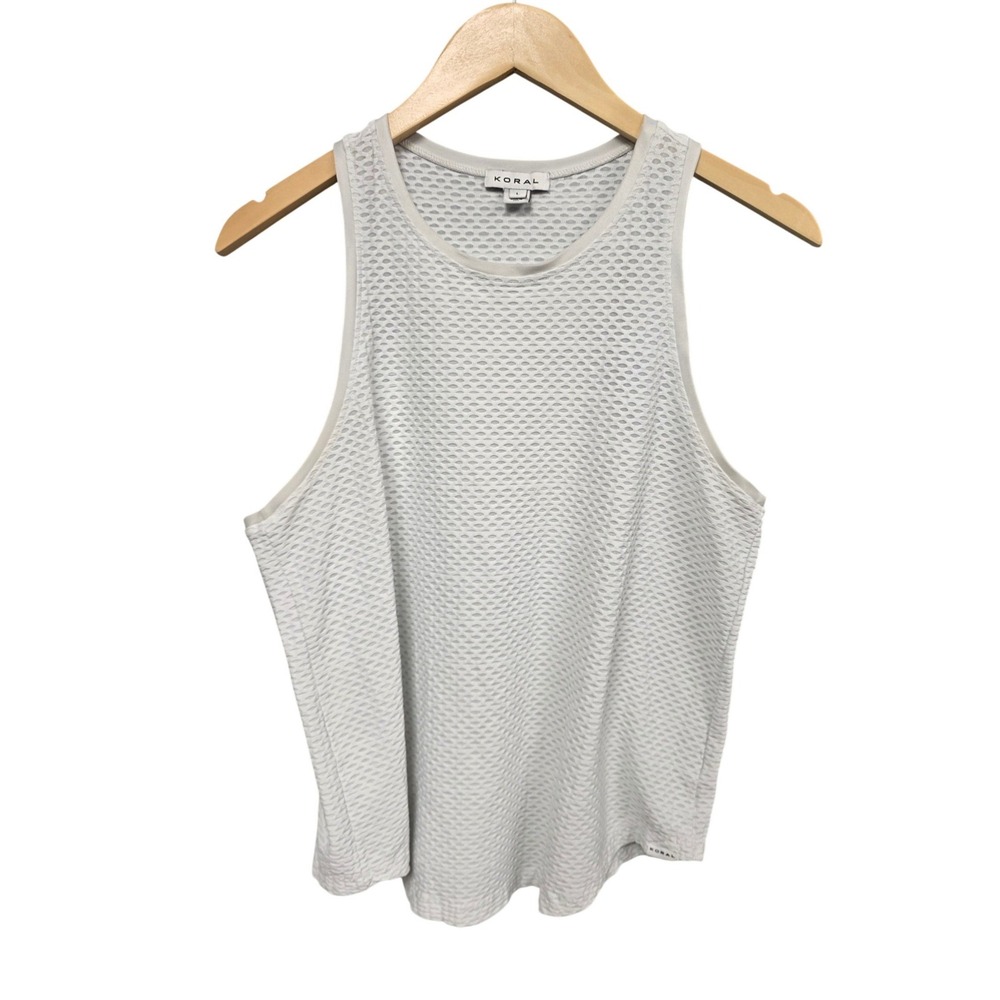 Koral Aerate Netz Tank Top Women Large White Mesh Activewear Gym Workout Sporty